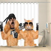 Thumbnail for Rideau de douche original chat et chien gangsters Rideau de douche ou de baignoire Coco-Rideaux 