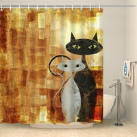 Thumbnail for Rideau de douche original chat peinture africaine Rideau de douche ou de baignoire Coco-Rideaux 