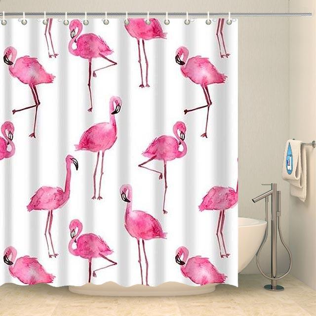 Rideau de douche original flamants roses Rideau de douche ou de baignoire Coco-Rideaux 