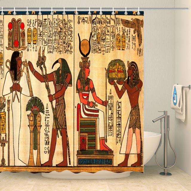 Rideau de douche original fresque égyptienne Rideau de douche ou de baignoire Coco-Rideaux 