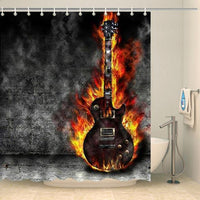Thumbnail for Rideau de douche original guitare en feu Rideau de douche ou de baignoire Coco-Rideaux 