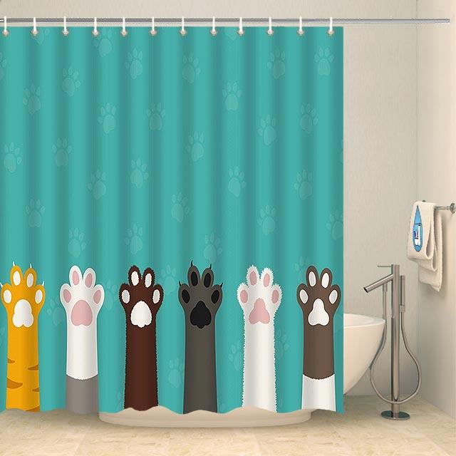 Rideau de douche original pattes de chats Rideau de douche ou de baignoire Coco-Rideaux 