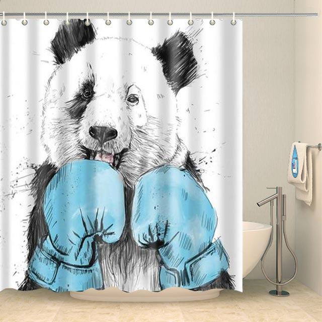 Rideau de douche panda boxeur Rideau de douche ou de baignoire Coco-Rideaux 
