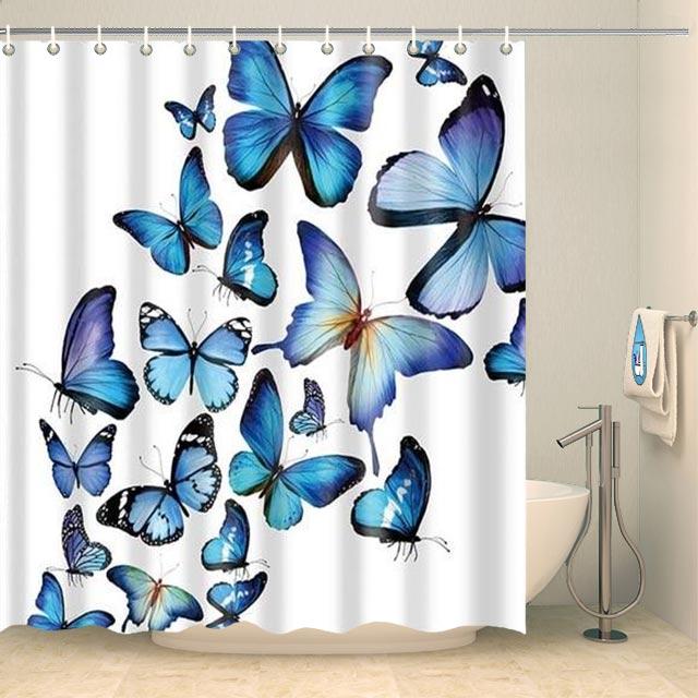 Rideau de douche papillons bleus originaux Rideau de douche ou de baignoire Coco-Rideaux 