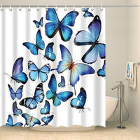 Thumbnail for Rideau de douche papillons bleus originaux Rideau de douche ou de baignoire Coco-Rideaux 