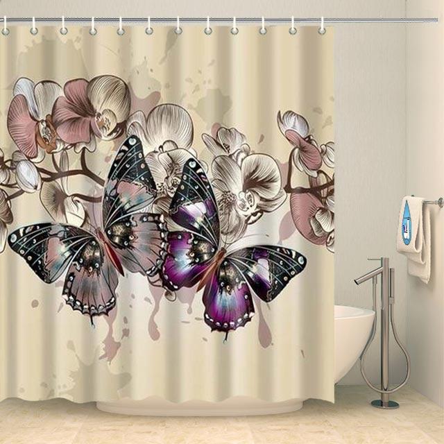 Rideau de douche papillons butineurs originaux Rideau de douche ou de baignoire Coco-Rideaux 