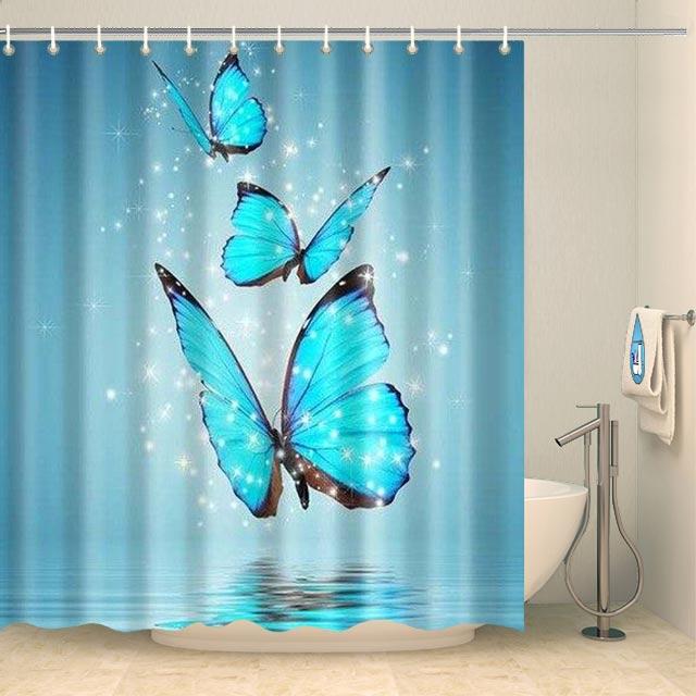 Rideau de douche papillons scintillants Rideau de douche ou de baignoire Coco-Rideaux 