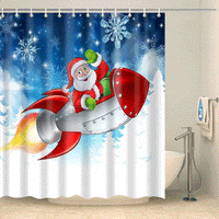 Thumbnail for Rideau de douche père-Noël en fusée Rideau de douche ou de baignoire Coco-Rideaux 