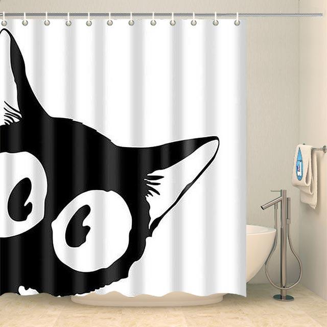 Rideau de douche petit chat curieux Rideau de douche ou de baignoire Coco-Rideaux 