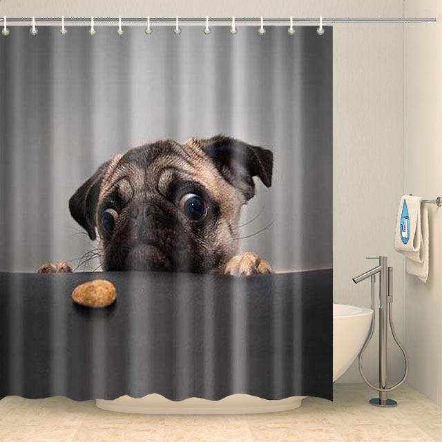 Rideau de douche petit chien coupable Rideau de douche ou de baignoire Coco-Rideaux 