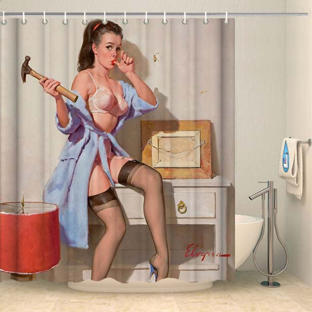 Rideau de douche pin-up bricoleuse Shower Curtains Coco-Rideaux 