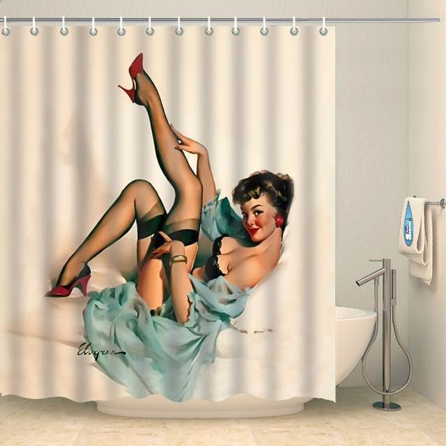 Rideau de douche pin-up coquine Rideau de douche ou de baignoire Coco-Rideaux 