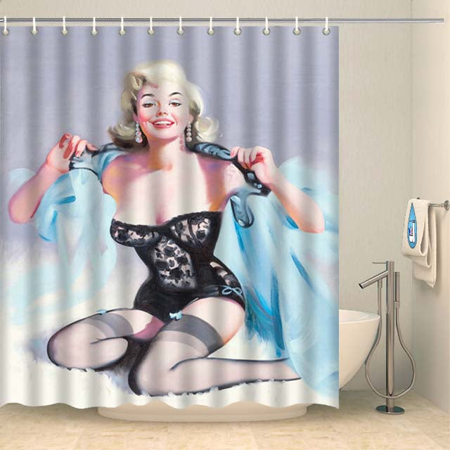 Rideau de douche pin-up Maryline Rideau de douche ou de baignoire Coco-Rideaux 