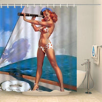 Thumbnail for Rideau de douche pin-up matelot Rideau de douche ou de baignoire Coco-Rideaux 