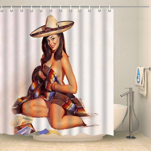 Rideau de douche pin-up mexicaine Rideau de douche ou de baignoire Coco-Rideaux 