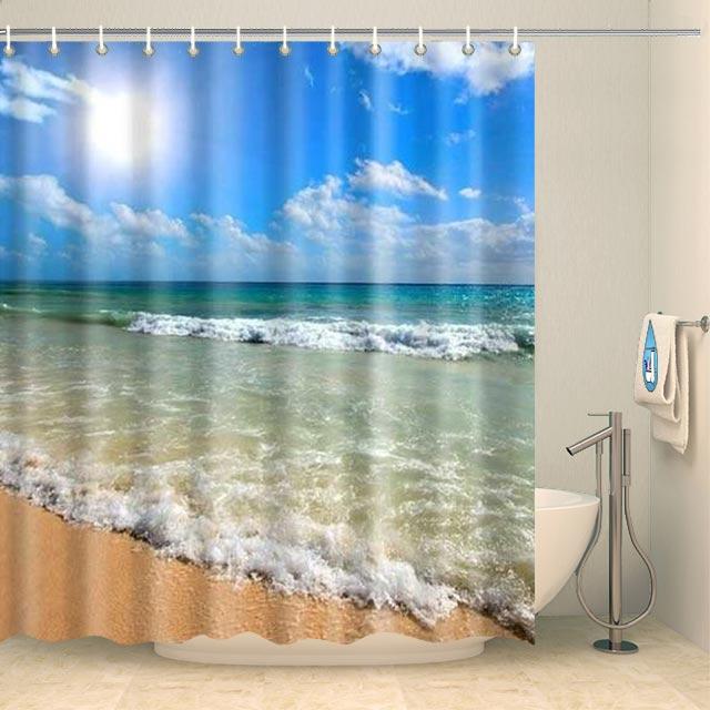 Rideau de douche plage de sable tropicale Rideau de douche ou de baignoire Coco-Rideaux 