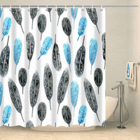 Thumbnail for Rideau de douche plumes bleues et noires Rideau de douche ou de baignoire Coco-Rideaux 