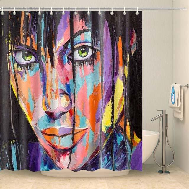 Rideau de douche pop art femme fatale Rideau de douche ou de baignoire Coco-Rideaux 