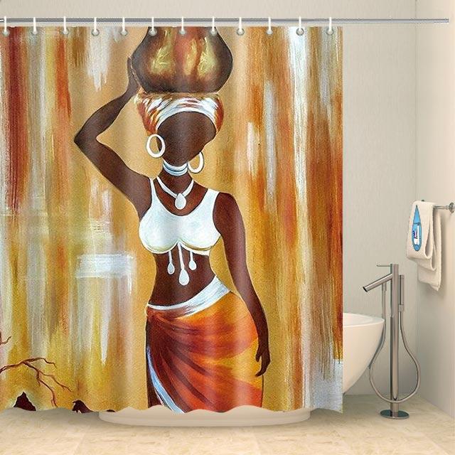 Rideau de douche porteuse africaine Rideau de douche ou de baignoire Coco-Rideaux 