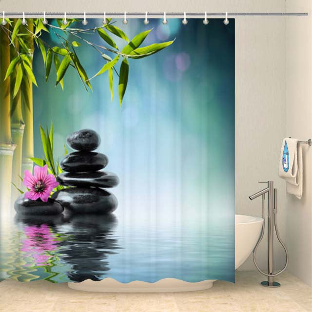 Rideau de douche relaxant hibiscus Rideau de douche ou de baignoire Coco-Rideaux 