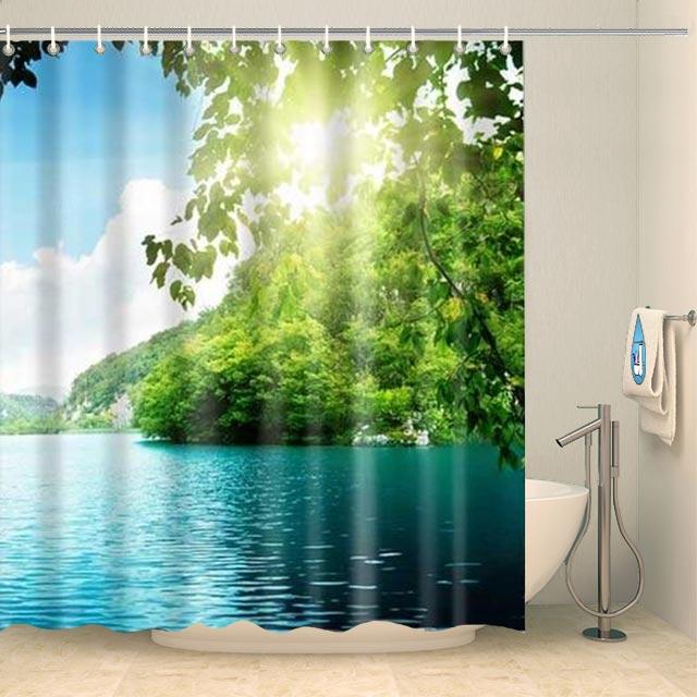 Rideau de douche rivage tropical Rideau de douche ou de baignoire Coco-Rideaux 