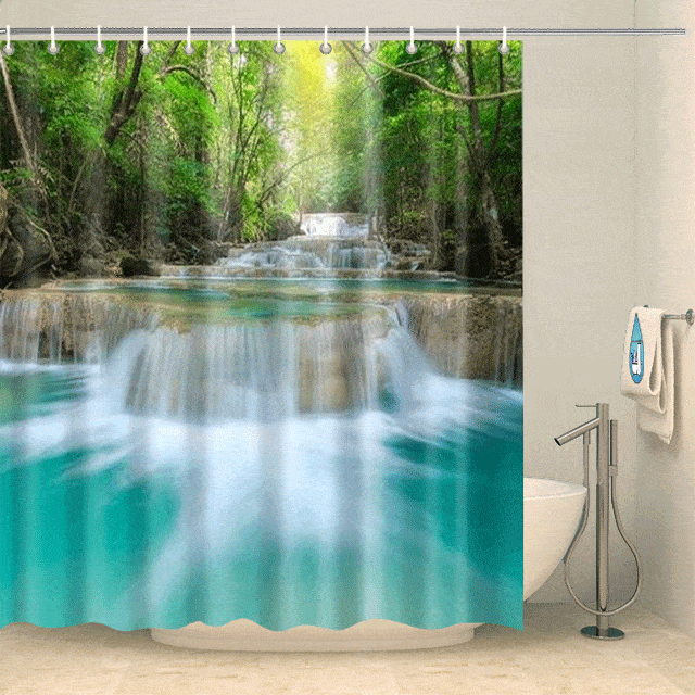 Rideau de douche rivière naturelle Rideau de douche ou de baignoire Coco-Rideaux 