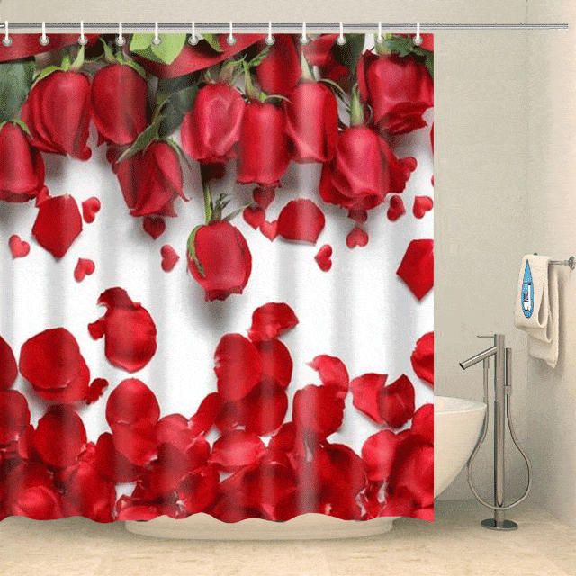 Rideau de douche roses rouges éclatantes Rideau de douche ou de baignoire Coco-Rideaux 