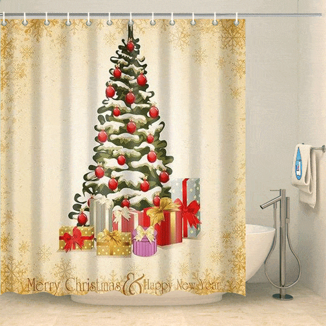 Rideau de douche sapin de Noël enneigé Rideau de douche ou de baignoire Coco-Rideaux 