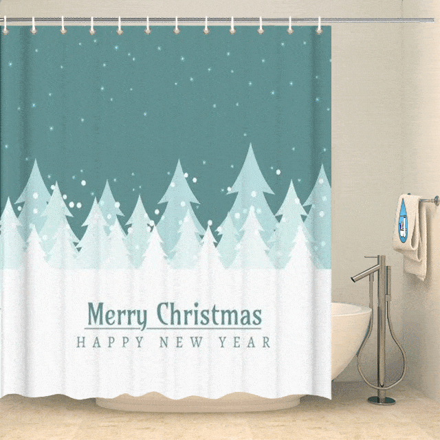 Rideau de douche sapins de Noël enneigés Rideau de douche ou de baignoire Coco-Rideaux 