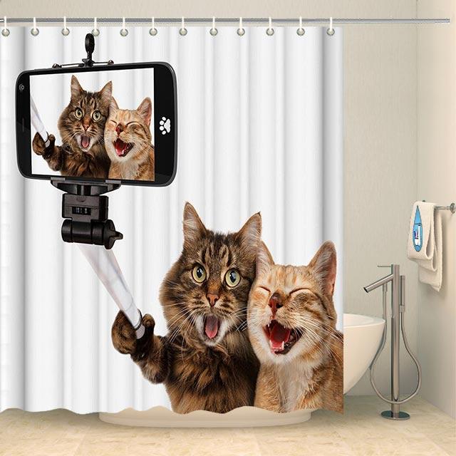 Rideau de douche selfie chats bestas Rideau de douche ou de baignoire Coco-Rideaux 