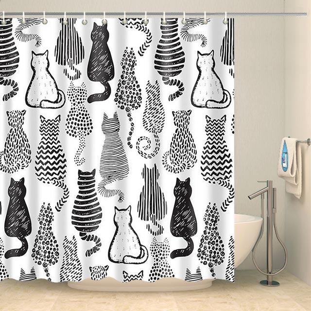 Rideau de douche silhouettes de chat Rideau de douche ou de baignoire Coco-Rideaux 