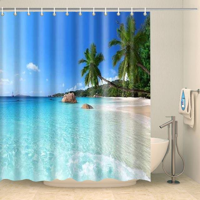 Rideau de douche sublime plage tropicale Rideau de douche ou de baignoire Coco-Rideaux 