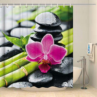 Thumbnail for Rideau de douche superbe orchidée rose et galets Rideau de douche ou de baignoire Coco-Rideaux 