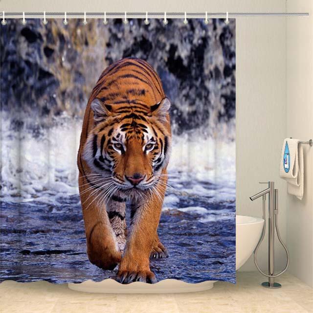 Rideau de douche tigre chasseur Rideau de douche Coco-Rideaux 