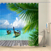 Thumbnail for Rideau de douche tropical bateau traditionnel Rideau de douche ou de baignoire Coco-Rideaux 