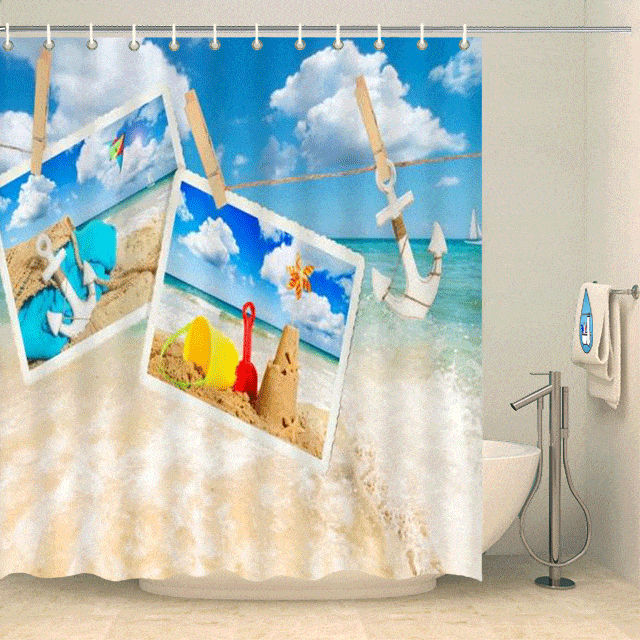 Rideau de douche tropical cartes postales Rideau de douche ou de baignoire Coco-Rideaux 