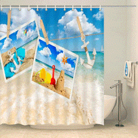 Thumbnail for Rideau de douche tropical cartes postales Rideau de douche ou de baignoire Coco-Rideaux 