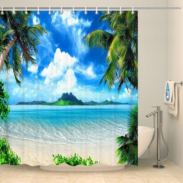 Rideau de douche tropical îles paradisiaques Rideau de douche ou de baignoire Coco-Rideaux 