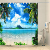 Thumbnail for Rideau de douche tropical îles paradisiaques Rideau de douche ou de baignoire Coco-Rideaux 