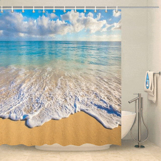 Rideau de douche tropical mer turquoise Rideau de douche ou de baignoire Coco-Rideaux 