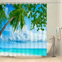Thumbnail for Rideau de douche tropical plage sable blanc Rideau de douche ou de baignoire Coco-Rideaux 