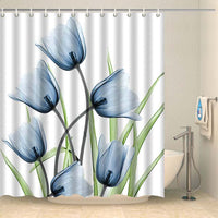 Thumbnail for Rideau de douche tulipes bleutées Rideau de douche ou de baignoire Coco-Rideaux 