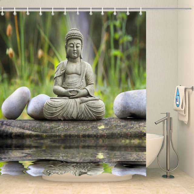 Rideau de douche zen Bouddha Rideau de douche ou de baignoire Coco-Rideaux 