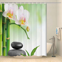 Thumbnail for Rideau de douche zen orchidée blanche et galets Rideau de douche ou de baignoire Coco-Rideaux 