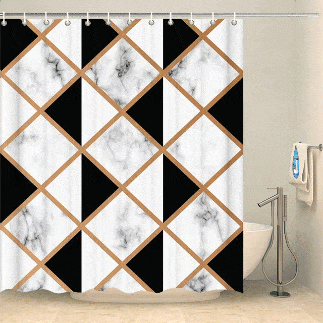 Rideaux de douche design losanges marbre et noir Rideau de douche ou de baignoire Coco-Rideaux 