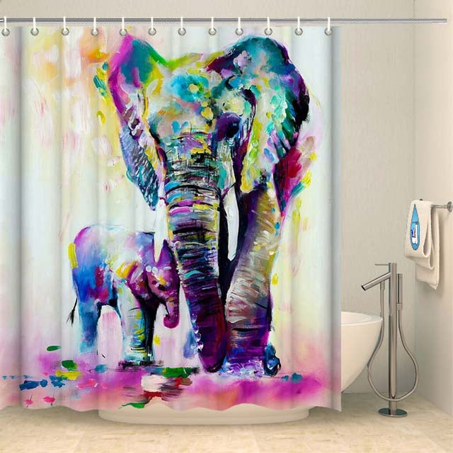 Rideaux de douche éléphants acrylique Rideau de douche ou de baignoire Coco-Rideaux 